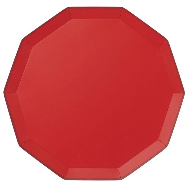 Cherry Red Decagonal Dinner Plates 8ct Hot on Sale