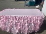 Fitted Pink 6ft tablecloth with frills on Sale