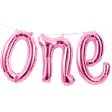 Air-filled Pink One Letter Balloon Banner 12in For Discount