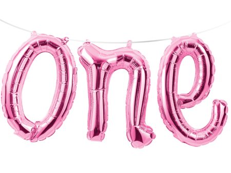 Air-filled Pink One Letter Balloon Banner 12in For Discount