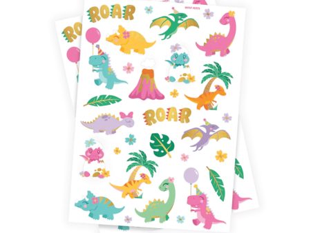 Girl Dinosaur Temporary Tattoo Sheets 2ct Online Sale