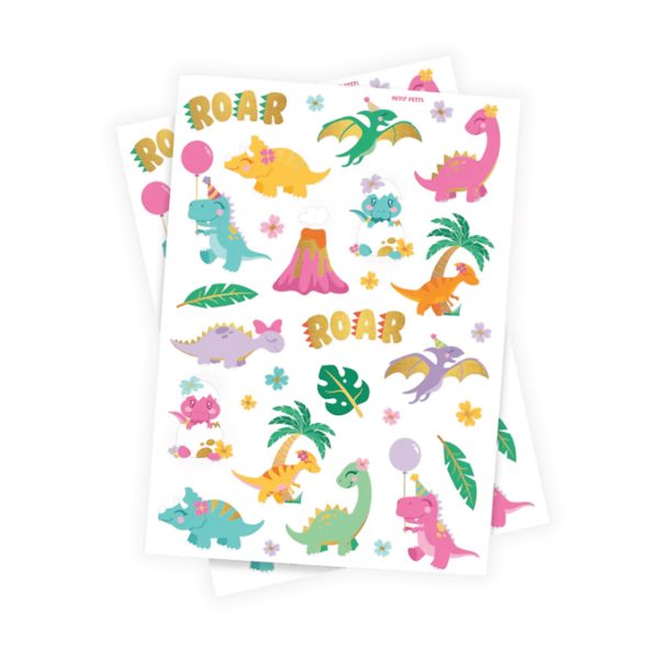 Girl Dinosaur Temporary Tattoo Sheets 2ct Online Sale