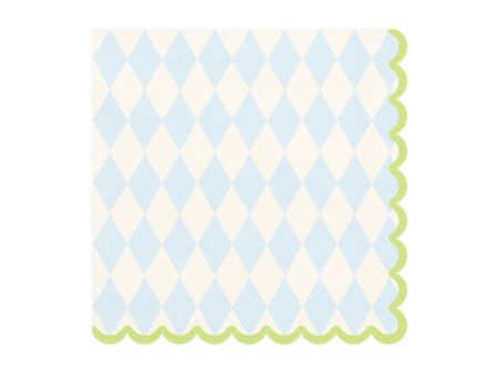 Blue & Cream Rhombus Scalloped Lunch Napkins 20ct Online Sale