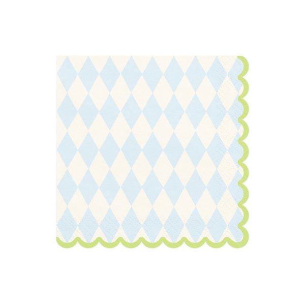 Blue & Cream Rhombus Scalloped Lunch Napkins 20ct Online Sale