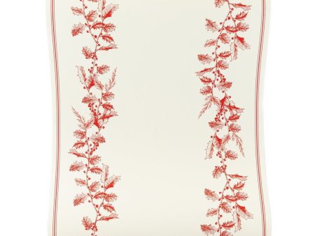 Cream & Red Holly Paper Table Runner on Sale