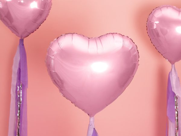 Metallic Light Pink Heart Foil Balloon 18in For Sale