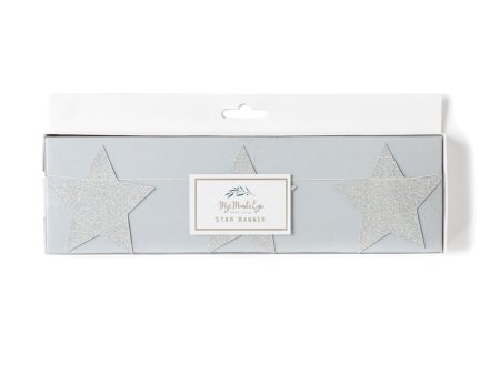 Silver Glitter Stars Garland 6ft Hot on Sale