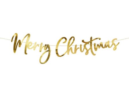 Gold Merry Christmas Cursive Letter Banner on Sale