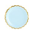 Light Blue & Gold Scalloped Dessert Plates 6ct Fashion