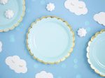 Light Blue & Gold Scalloped Dessert Plates 6ct Fashion