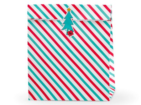 Red & Green Stripe Favor Bags 3ct Discount