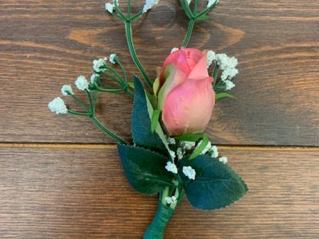 Pink rose groom boutonniere on Sale