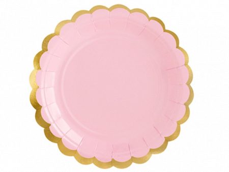 Pink Gold-Trimmed Scalloped Dessert Plates 6ct Fashion