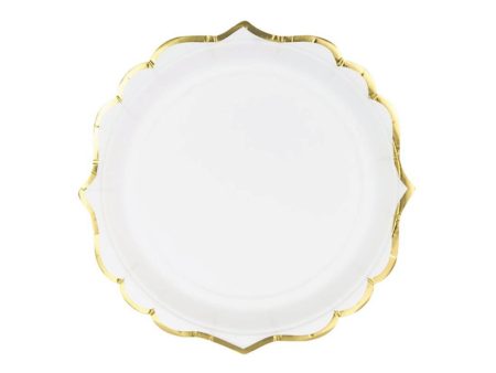 White Gold-Trimmed Scalloped Dessert Plates 6ct Sale