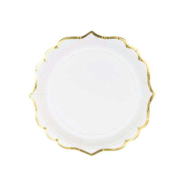 White Gold-Trimmed Scalloped Dessert Plates 6ct Sale