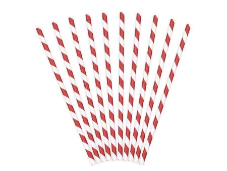 Red Striped Paper Straws 10ct Cheap