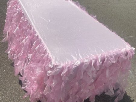 Fitted Pink 6ft tablecloth with frills on Sale