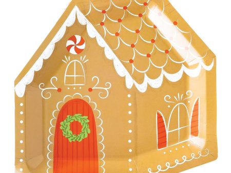 Red Gingerbread House Lunch Plates 8ct Online now