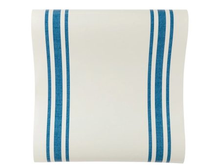 Blue & Cream Striped Paper Table Runner For Discount