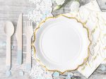 White Gold-Trimmed Scalloped Dessert Plates 6ct Sale