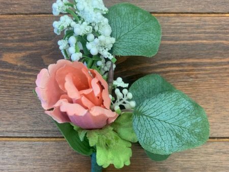 Peach rose groom boutonniere Sale