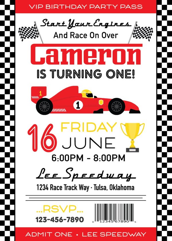 Race Car Birthday Party Invitation Fashion