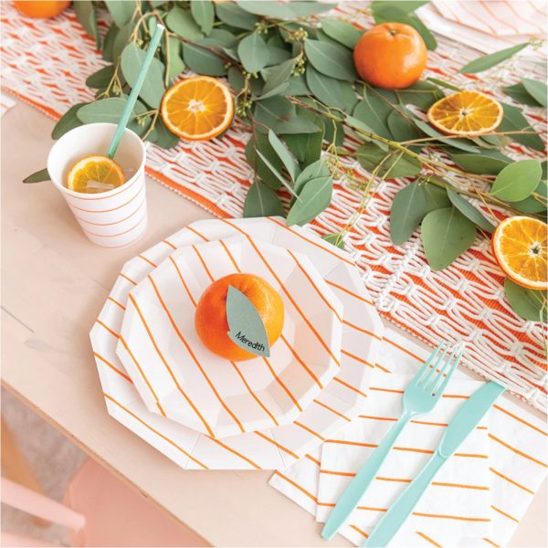 Frenchie Orange Striped Cups 8ct Online Sale