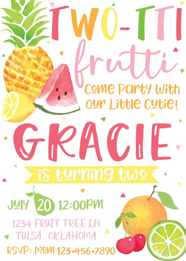 Twotti Fruitti Birthday Party Invitation For Cheap