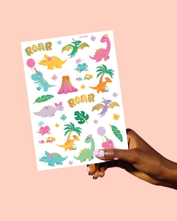 Girl Dinosaur Temporary Tattoo Sheets 2ct Online Sale