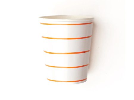 Frenchie Orange Striped Cups 8ct Online Sale