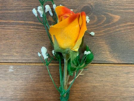 Orange rose groom boutonniere Hot on Sale