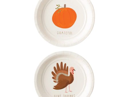 Pumpkin & Turkey Dessert Plates 8ct on Sale