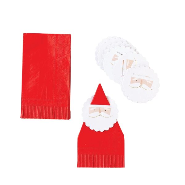 Santa Napkin Rings & Red Fringe Paper Guest Towels 18ct Online