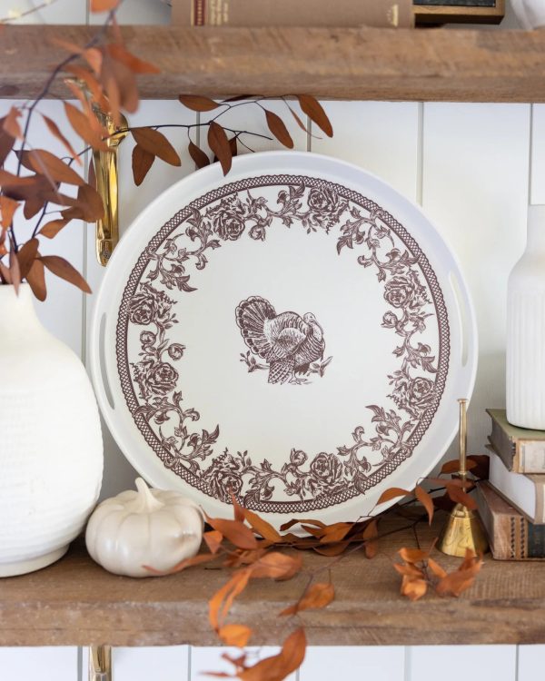 Plymouth Turkey Round Bamboo Serving Tray Online Sale