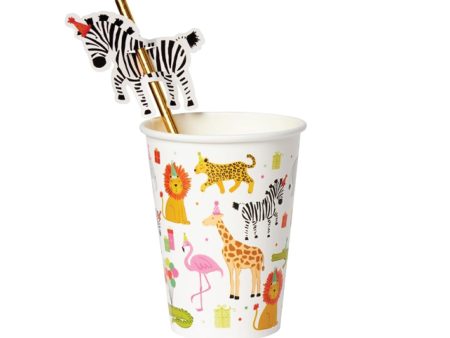 Party Animals Birthday Paper Cups & Straws 8ct Online Hot Sale