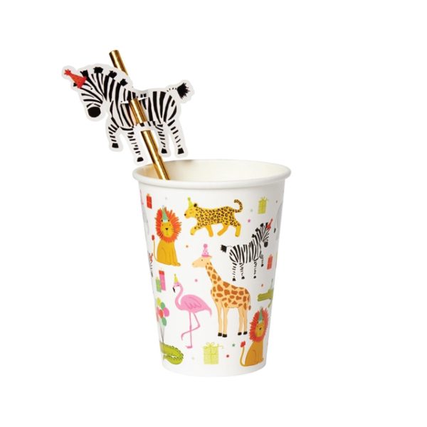 Party Animals Birthday Paper Cups & Straws 8ct Online Hot Sale