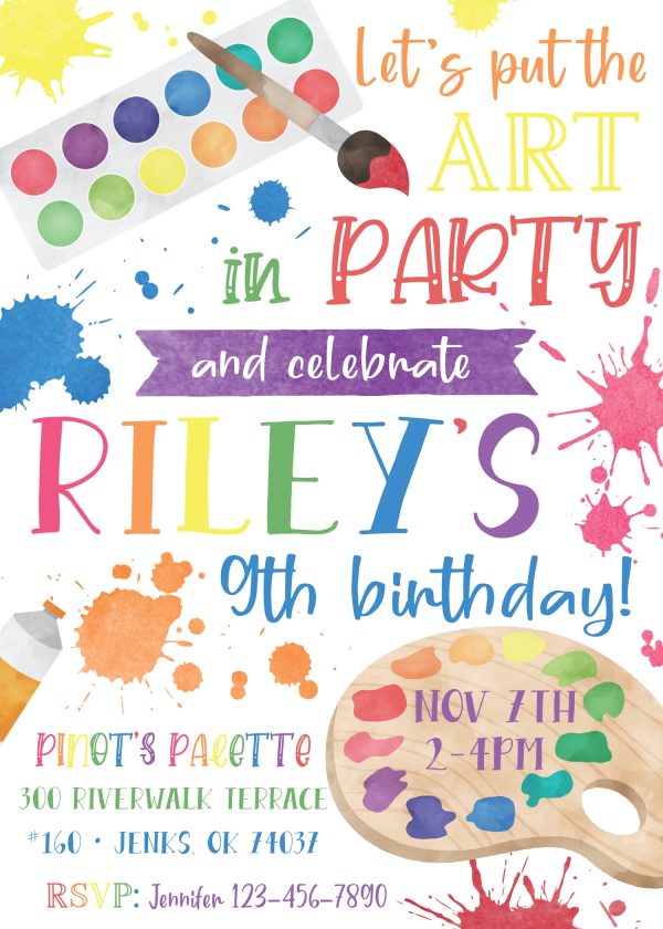 Art Party Birthday Invitation Online Hot Sale