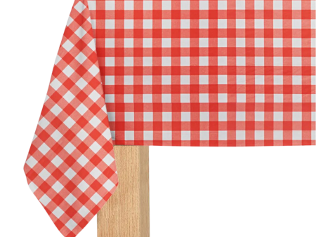 Red Gingham Paper Table Cover on Sale