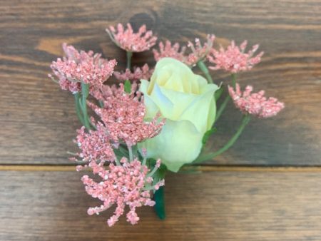 White dusty pink groom boutonniere Discount