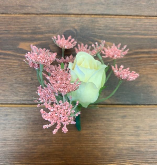 White dusty pink groom boutonniere Discount