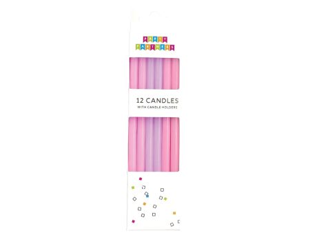 Pink & Purple Birthday Candles 12ct Sale