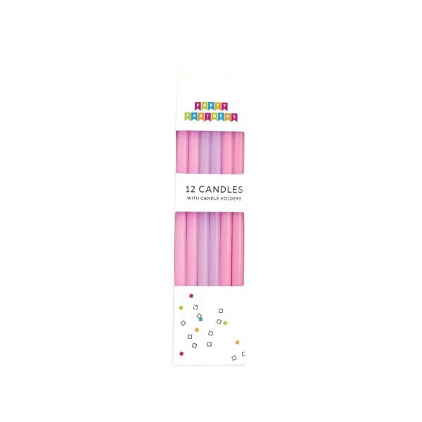 Pink & Purple Birthday Candles 12ct Sale