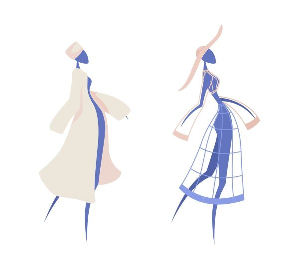 Mannequins in winter outfits semi flat color vector object Online Sale