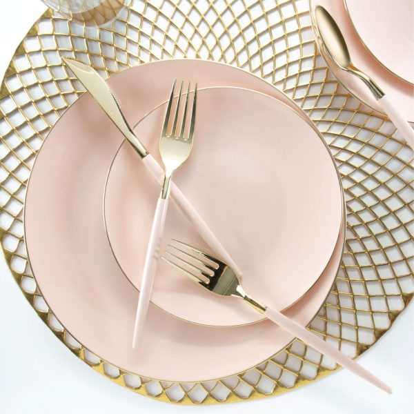 Pink & Gold Plastic Cutlery Set for 8 Cheap