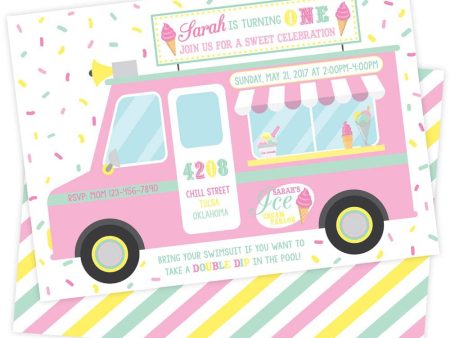 Ice Cream Birthday Party Invitation Hot on Sale