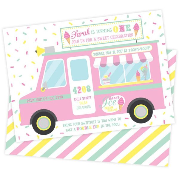 Ice Cream Birthday Party Invitation Hot on Sale