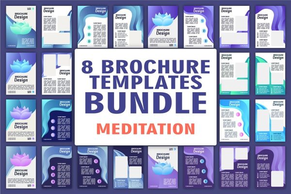 Yoga studio blank brochure template bundle Supply