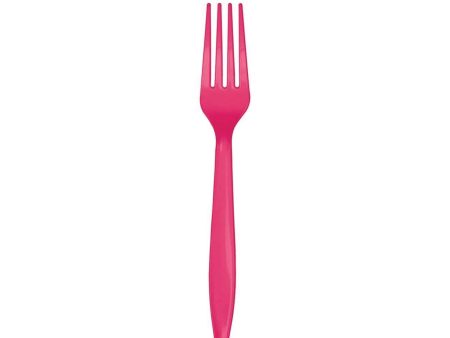 Dark Pink Plastic Forks 24ct on Sale