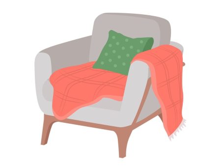 Сozy armchair with blanket semi flat color vector object Supply