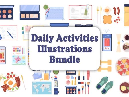 Daily activities vector illustration bundle Online Sale